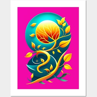 Sunflower Branch Vector Design Posters and Art